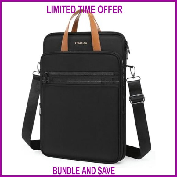 Vertical Laptop Shoulder Bag 15.6 Inch Messenger with Multiple Pockets - Picture 2 of 8
